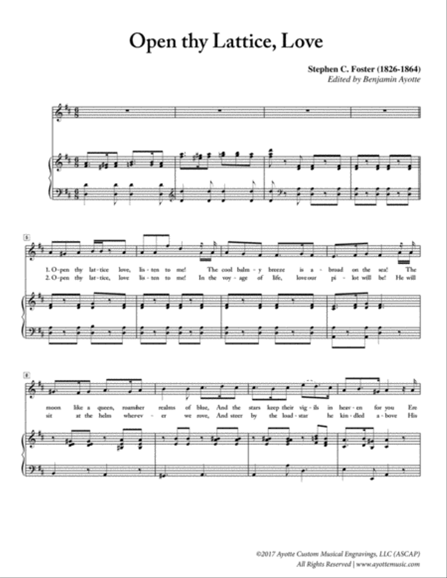 Stephen Foster - Open Thy Lattice, Love Voice scores gallery preview page 1