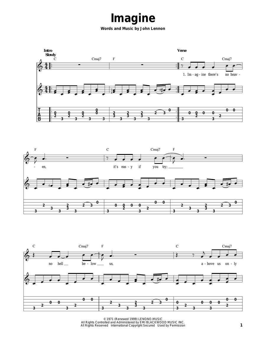 Imagine Acoustic Guitar scores gallery preview page 1