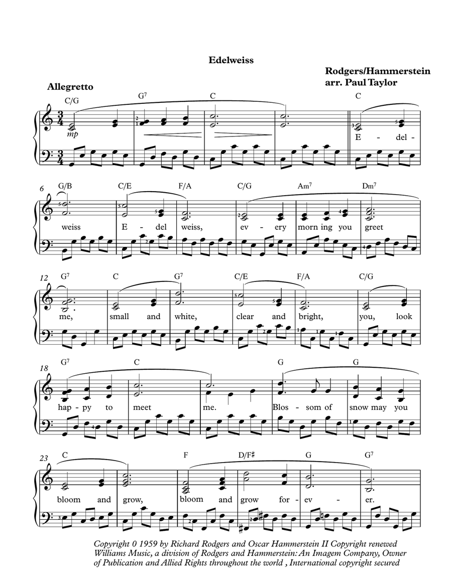 Edelweiss Piano Solo scores gallery preview page 1