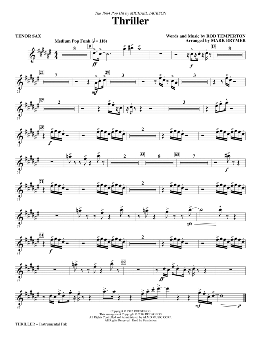 Thriller - Tenor Sax Choir scores gallery preview page 1