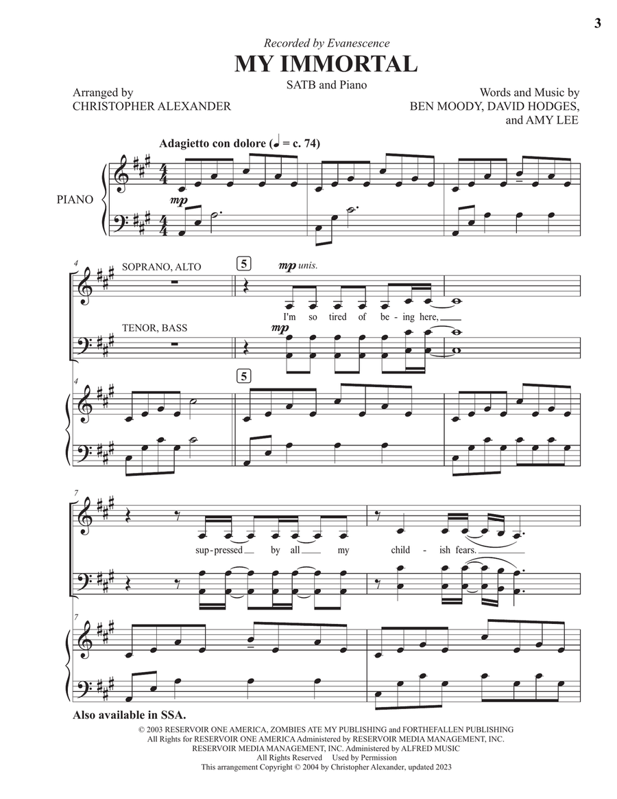 My Immortal 4-Part scores gallery preview page 3