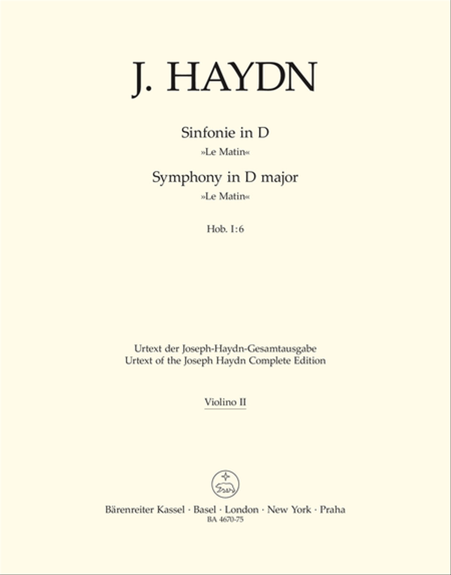 Symphony No. 6 Hob. I:6 'Le Matin' Violin scores gallery preview page 1