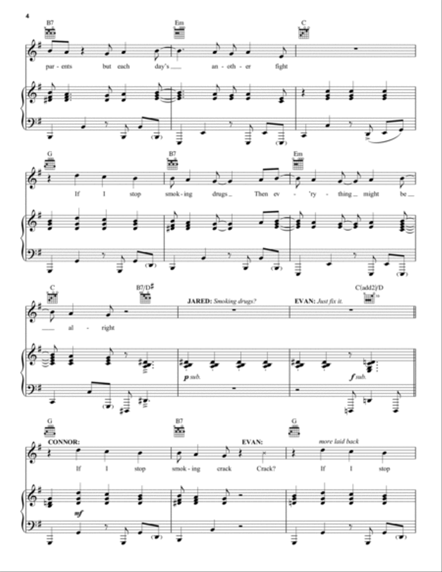 Sincerely, Me (from Dear Evan Hansen) Piano, Vocal, Guitar scores gallery preview page 4