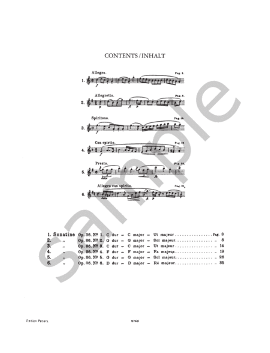 6 Sonatinas Op. 36 for Piano Piano scores gallery preview page 2