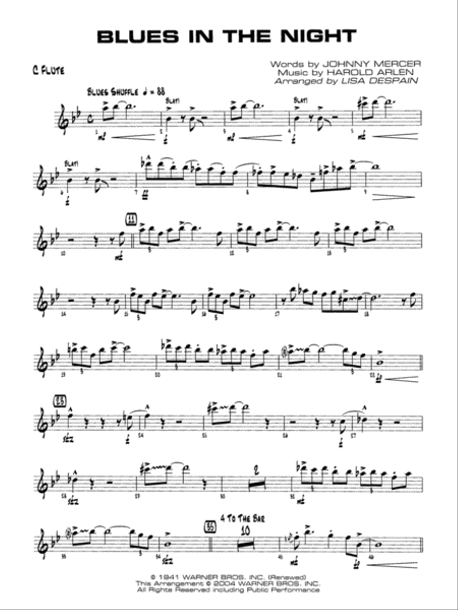 Blues in the Night: Flute Jazz Ensemble scores gallery preview page 1