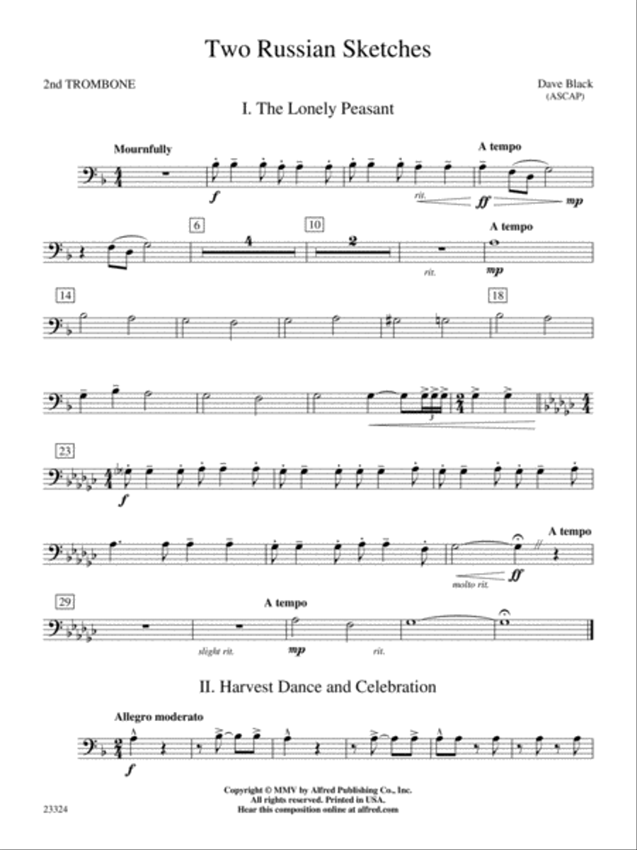 Two Russian Sketches: 2nd Trombone Concert Band scores gallery preview page 1