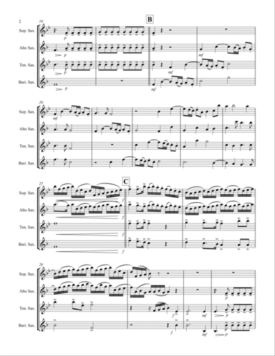 Handel – Glory to God in the Highest from Messiah (for Saxophone Quartet SATB) Saxophone Quartet scores gallery preview page 3