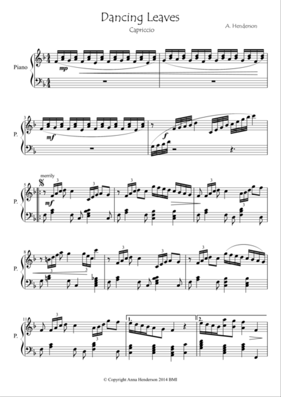 Dancing Leaves Harpsichord scores gallery preview page 1
