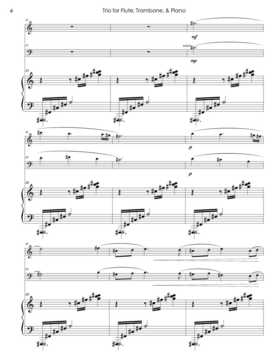 Trio for Flute, Trombone, and Piano Flute scores gallery preview page 4