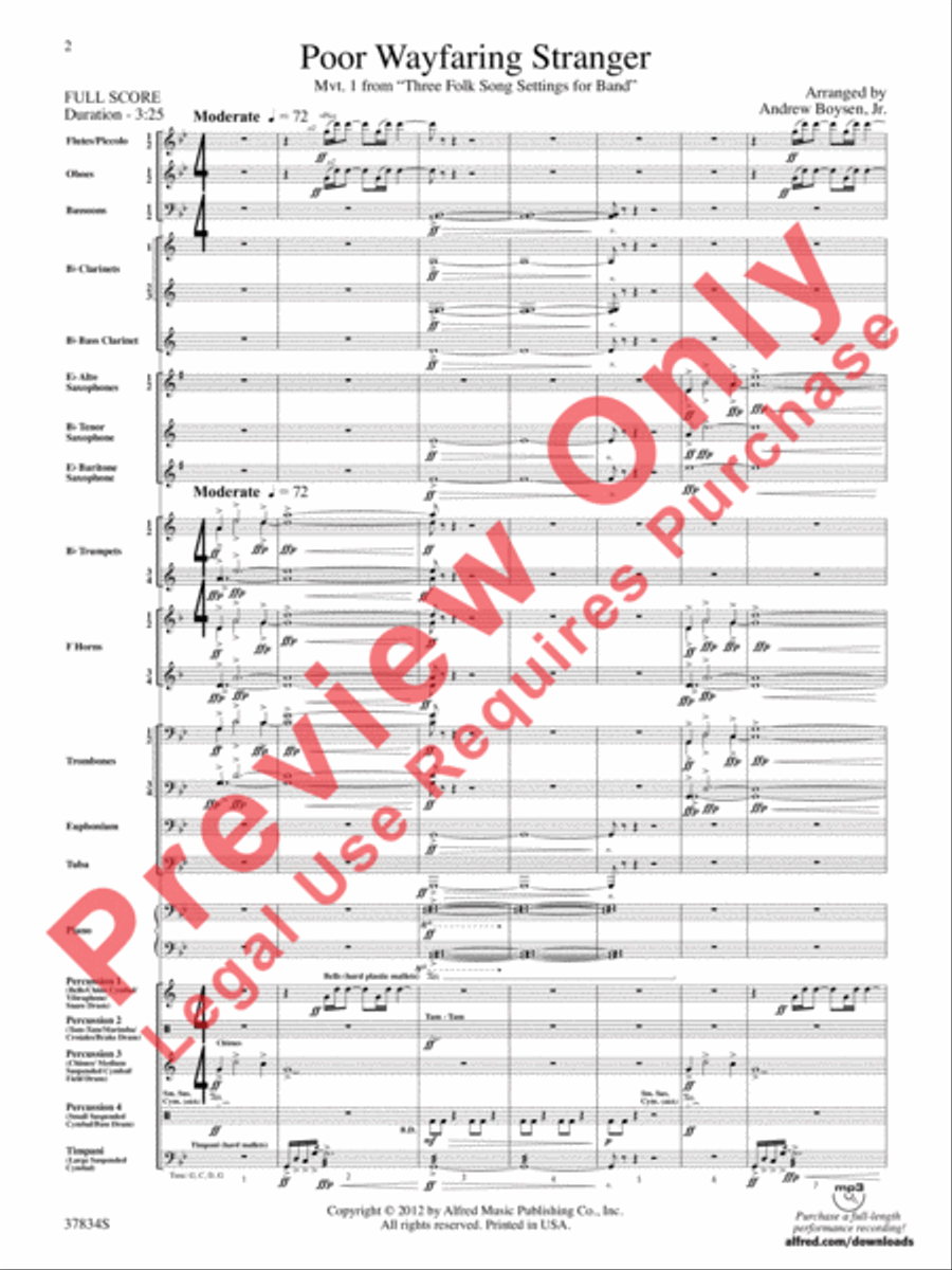 Poor Wayfaring Stranger Poor Wayfaring Stranger Concert Band scores gallery preview page 3