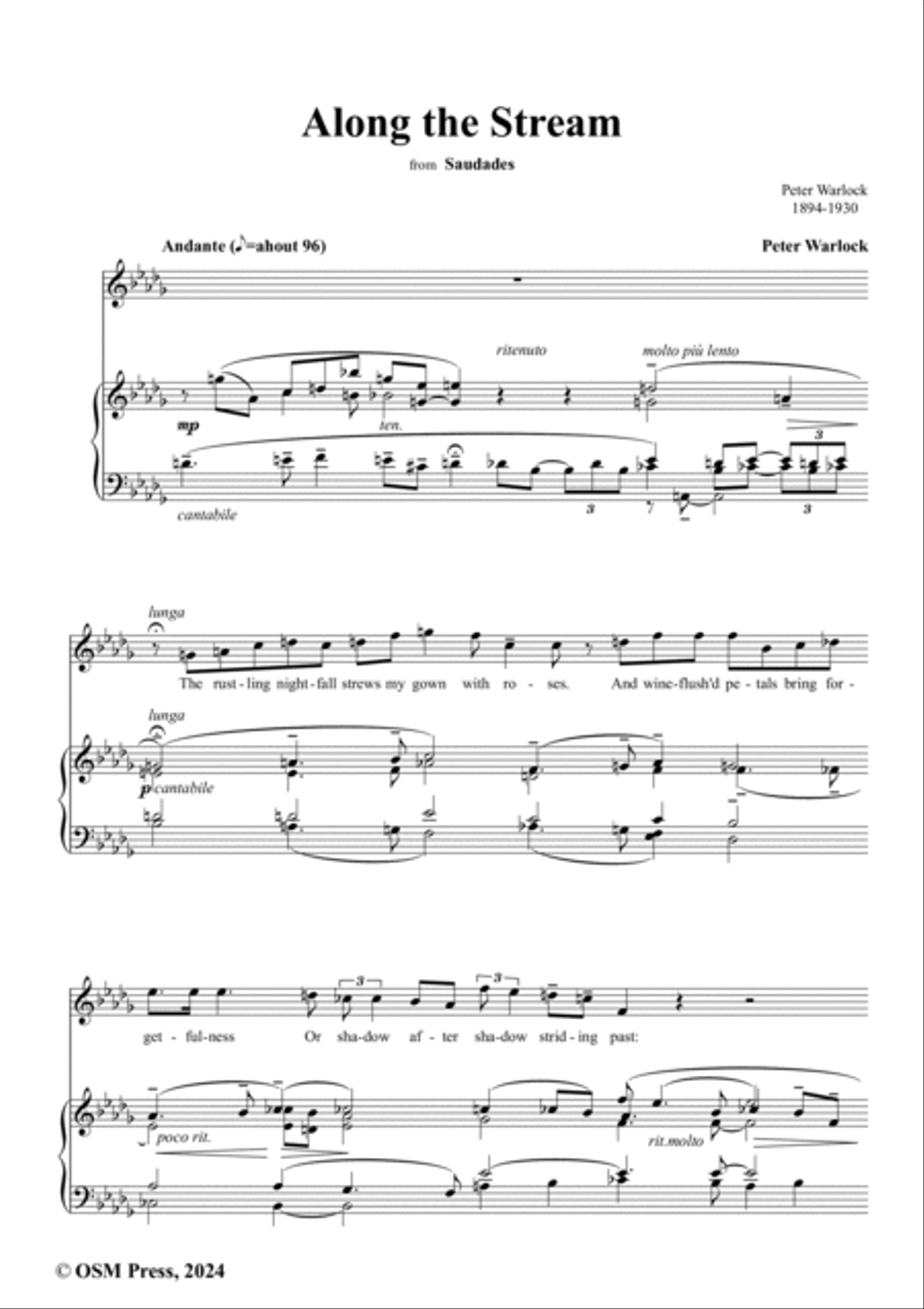 Warlock-Along the Stream,in D flat Major Voice scores gallery preview page 2