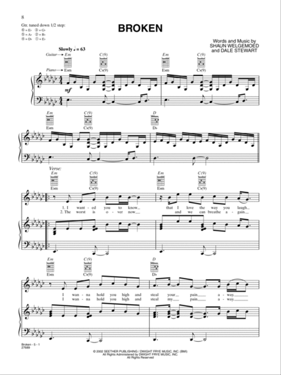 Broken Piano, Vocal, Guitar scores gallery preview page 1