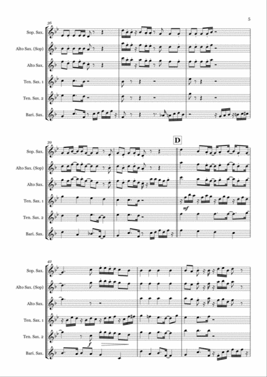 I Want You Back Saxophone Quintet scores gallery preview page 5
