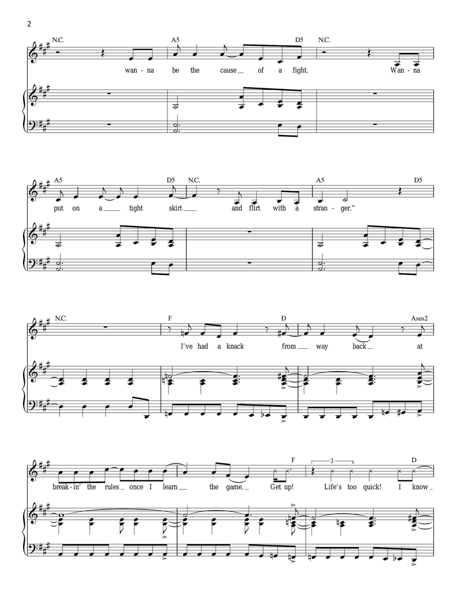 Out Tonight Piano, Vocal scores gallery preview page 2