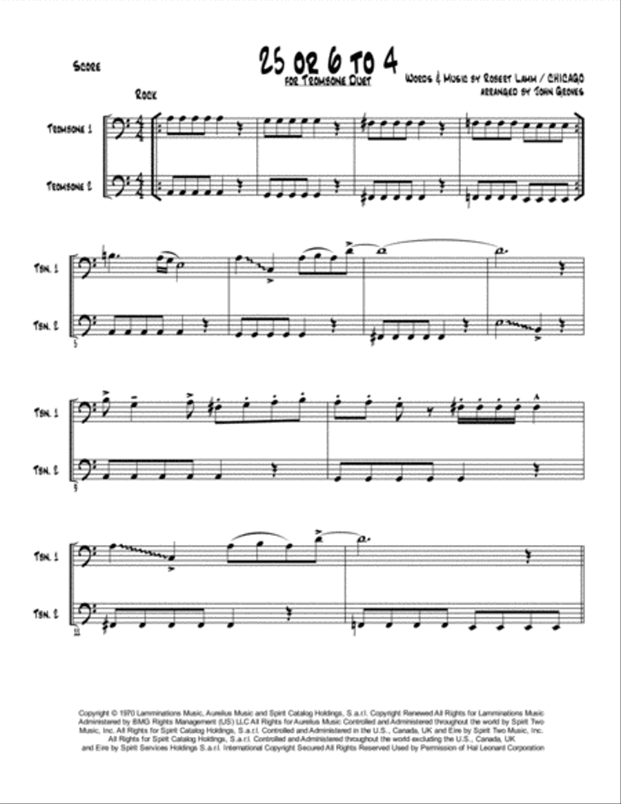 25 Or 6 To 4 Trombone Duet scores gallery preview page 3