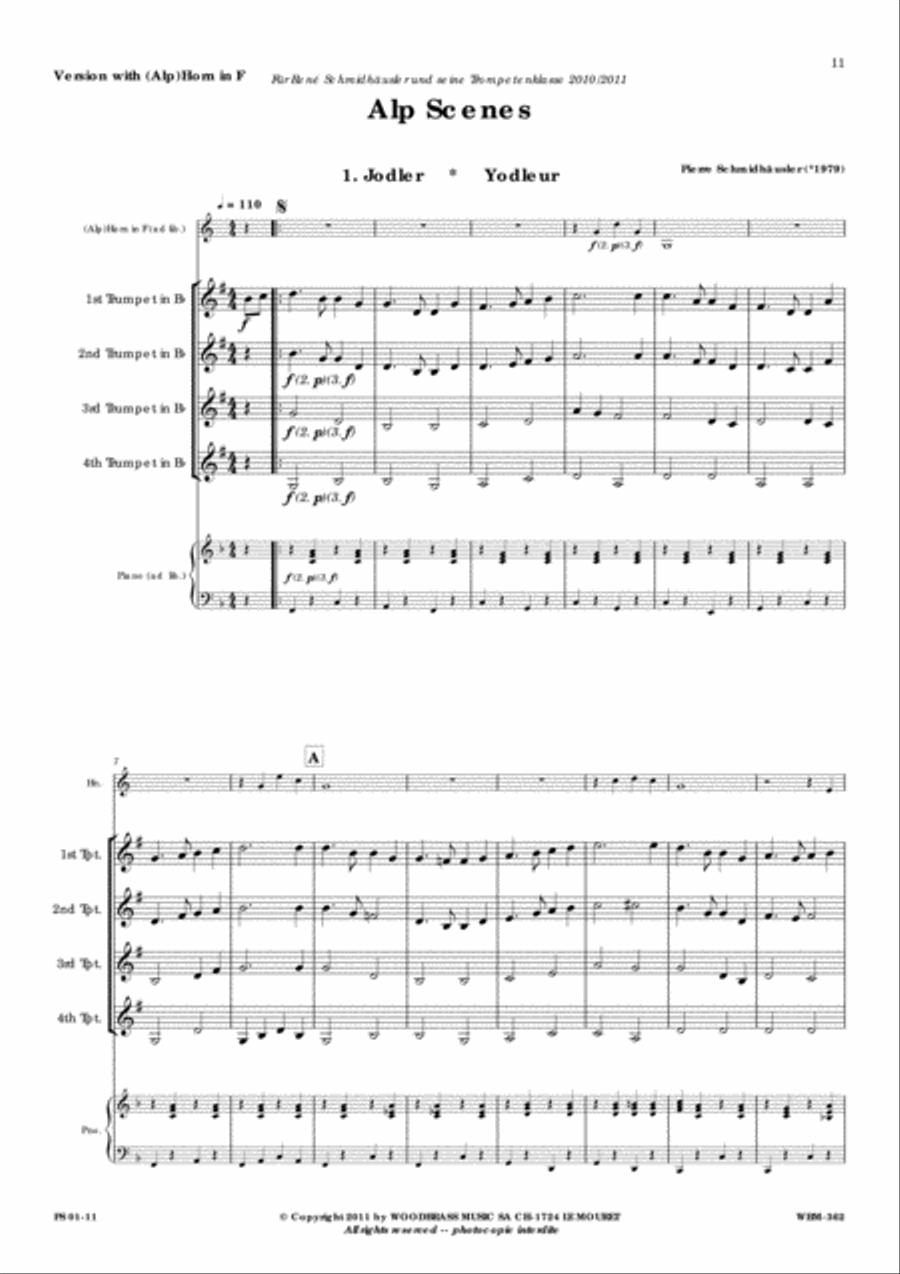 Alp Scenes for 4 Trumpets and Alphorn Trumpet scores gallery preview page 7