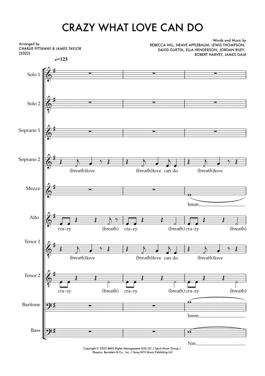 Crazy What Love Can Do A Cappella scores gallery preview page 1