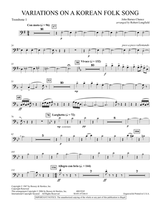 Variations on A Korean Folk Song - 1st Trombone
