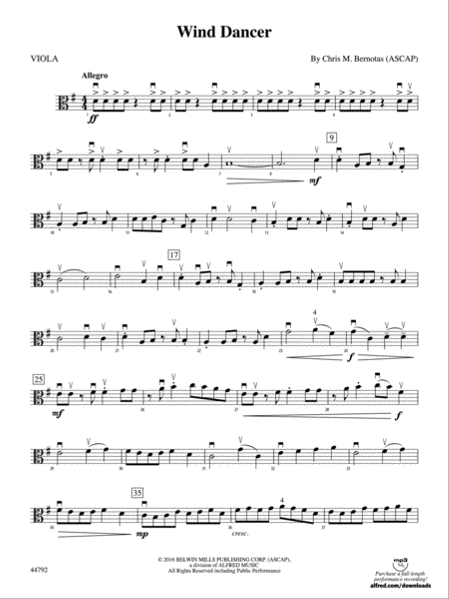 Wind Dancer: Viola String Orchestra scores gallery preview page 1