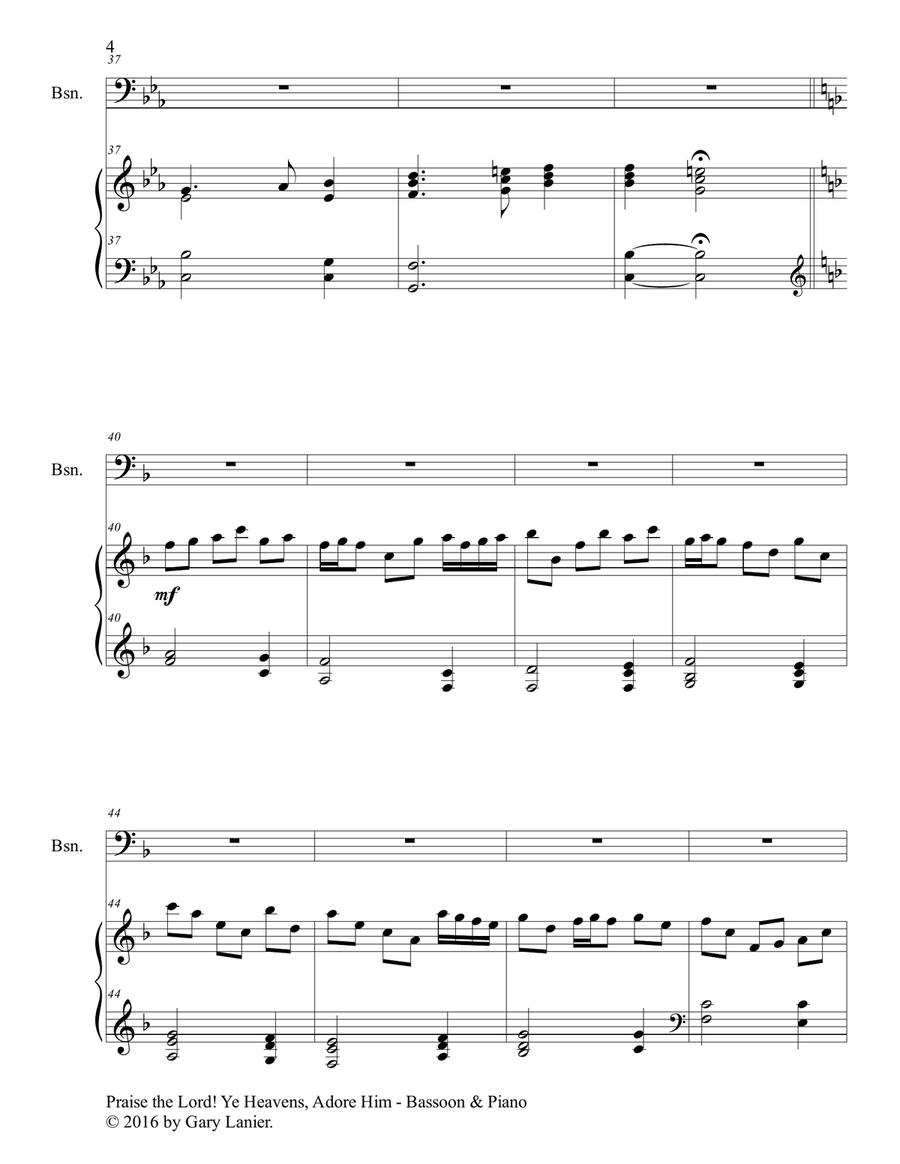 3 Hymns of Praise & Encouragement (Duets for Bassoon and Piano) Bassoon Solo scores gallery preview page 5