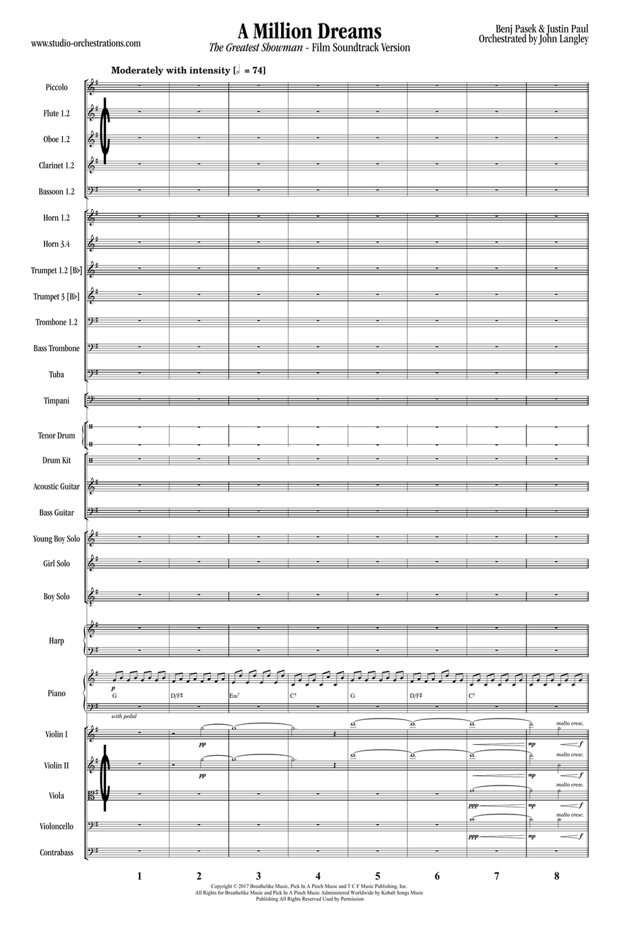 A Million Dreams Full Orchestra scores gallery preview page 1