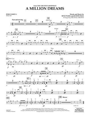 Book cover for A Million Dreams (from The Greatest Showman) (arr. Michael Brown) - Percussion 1