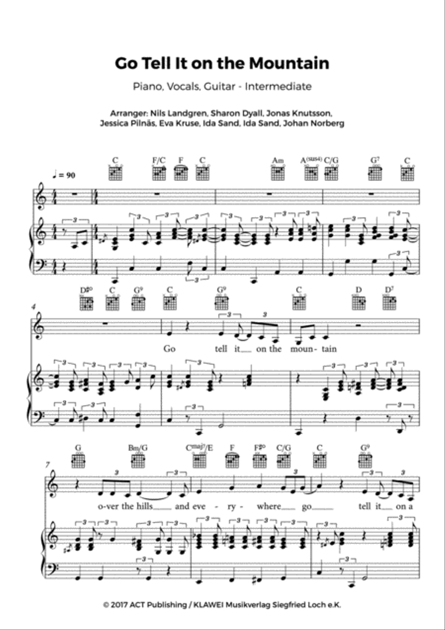 Go Tell It on the Mountain Piano, Vocal, Guitar scores gallery preview page 3