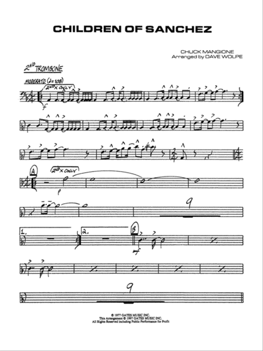 Children of Sanchez: 2nd Trombone Jazz Ensemble scores gallery preview page 1