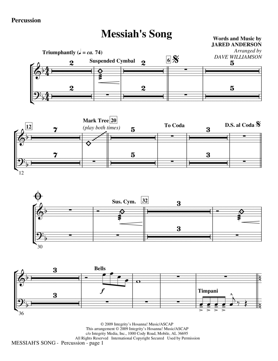 Messiah's Song - Percussion Choir scores gallery preview page 1