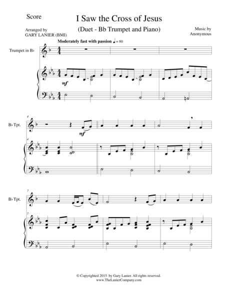 I SAW THE CROSS OF JESUS (Duet – Bb Trumpet and Piano/Score and Parts) image number null