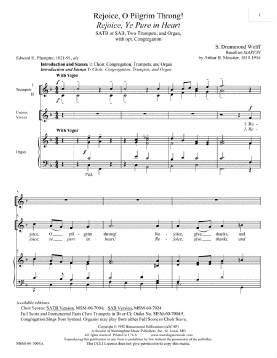 Rejoice, O Pilgrim Throng! (Full Score and Instrumental Parts) Choir scores gallery preview page 2