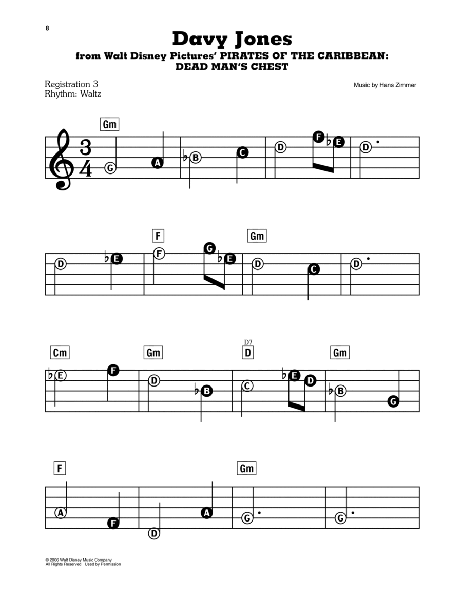 Davy Jones (from Pirates Of The Caribbean: Dead Man's Chest) Electronic Keyboard scores gallery preview page 1