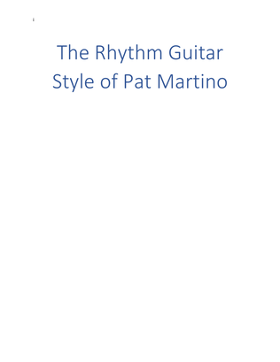 The Rhythm Guitar Style of Pat Martino
