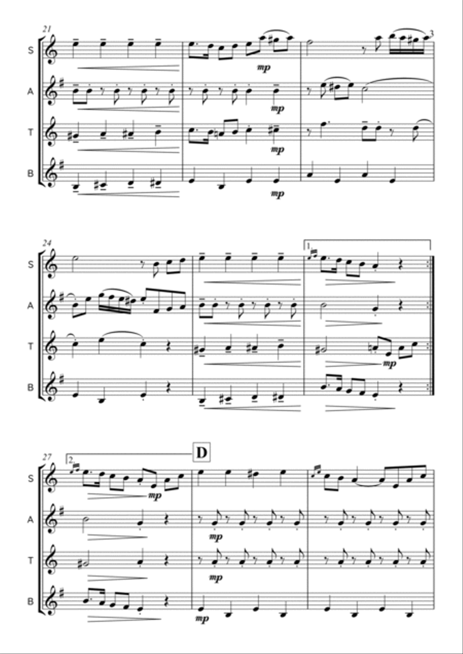 Chosen Kale Mazel Tov (Good Luck to the Bride and Groom) - Saxophone Quartet Saxophone Quartet scores gallery preview page 3