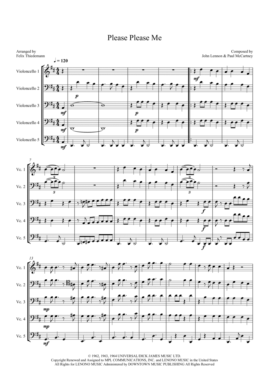 Please Please Me String Quintet scores gallery preview page 1