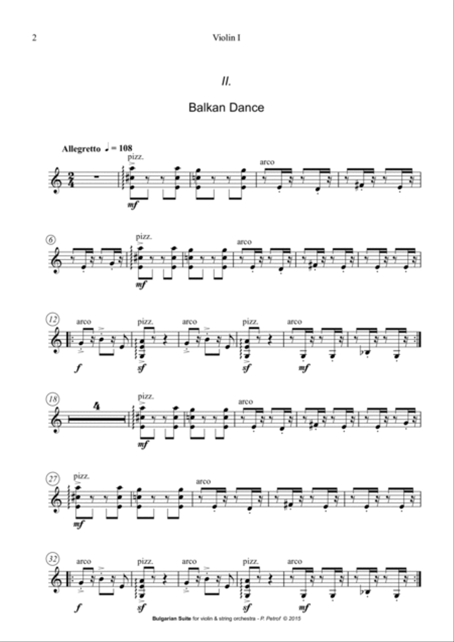 Bulgarian Suite for Violin and 13 Strings - Violin solo part Violin Solo scores gallery preview page 2