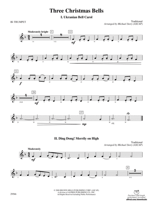 Three Christmas Bells (I. Ukranian Bell Carol, II. Ding Dong! Merrily on High, III. Jingle Bells): 1st B-flat Trumpet