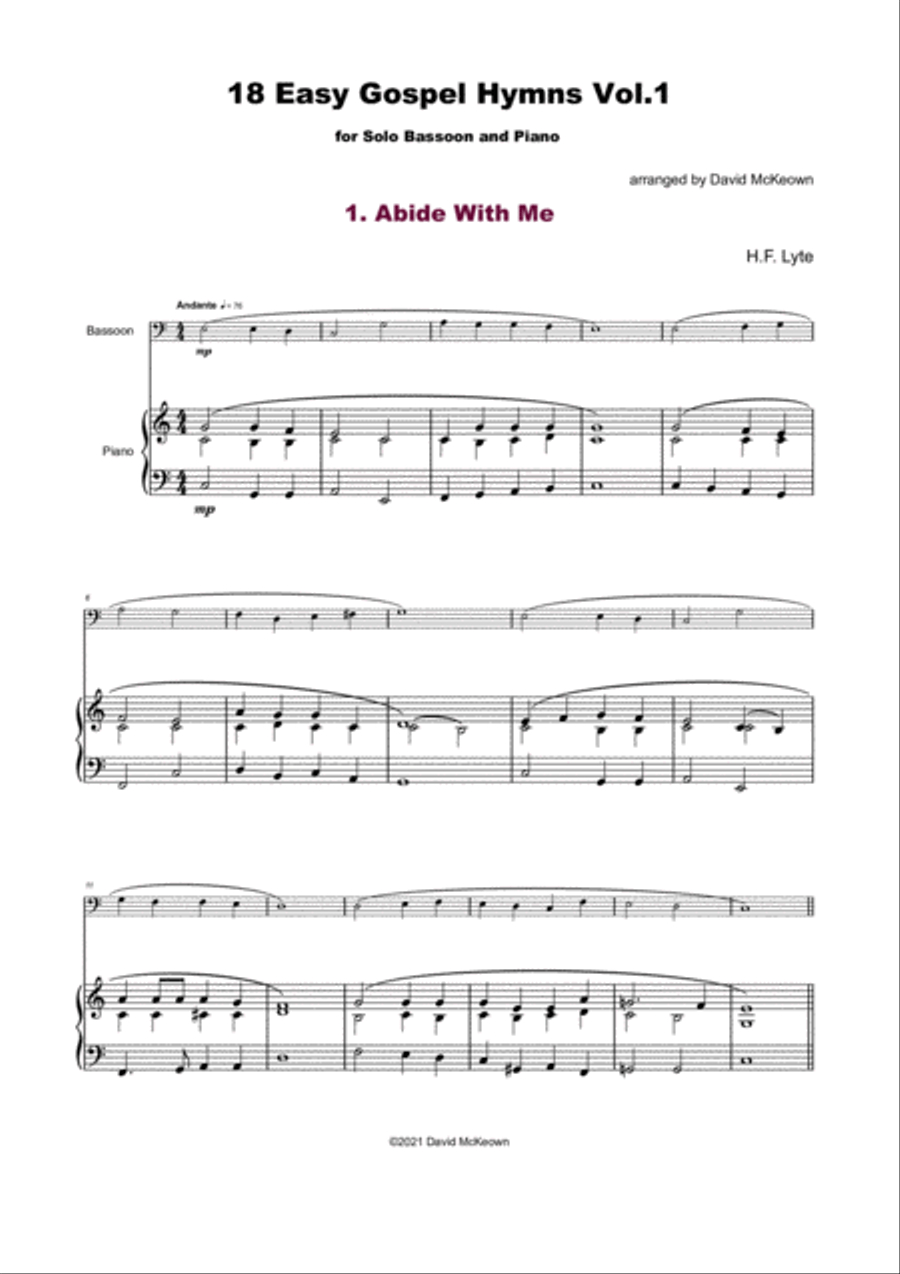 18 Gospel Hymns Vol.1 for Solo Bassoon and Piano Bassoon Solo scores gallery preview page 2