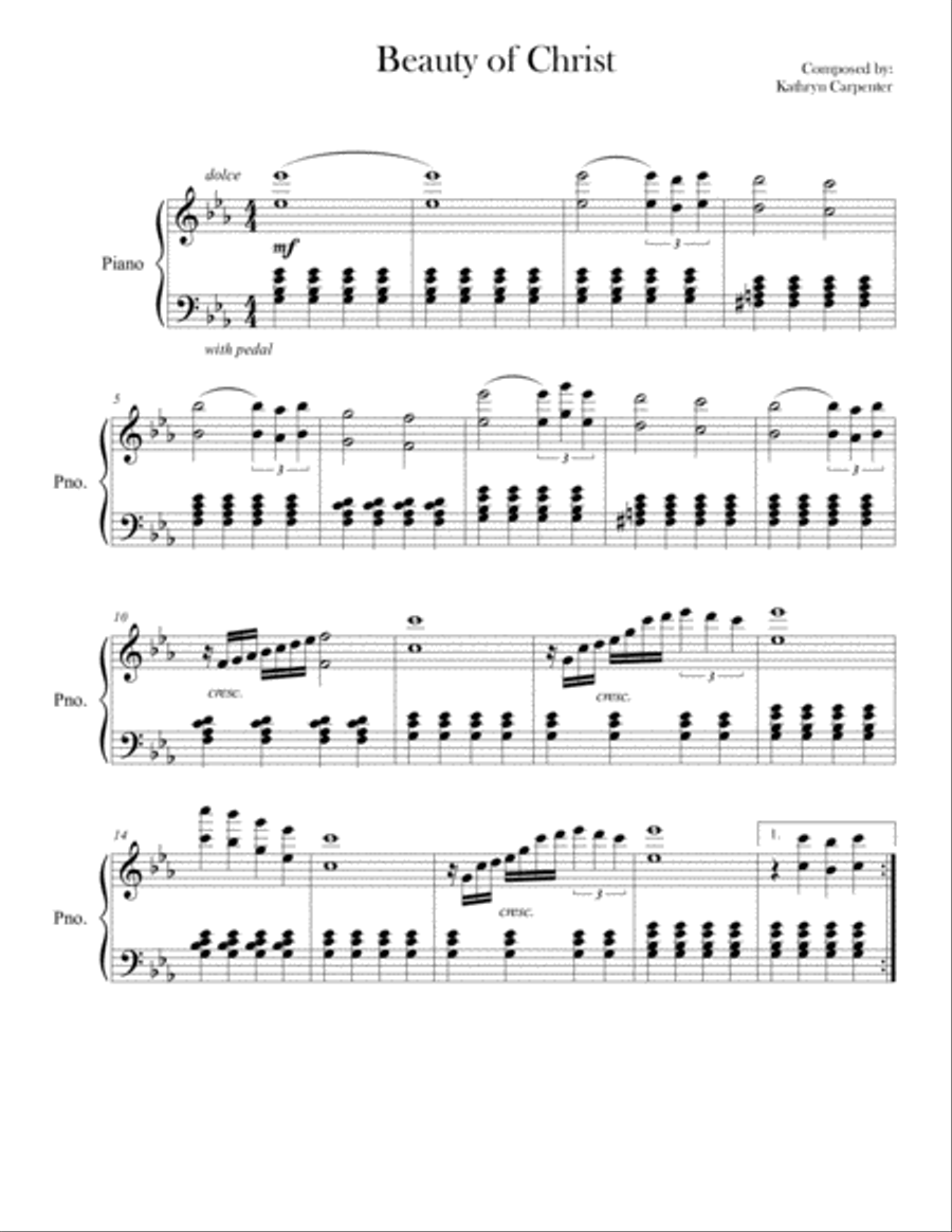 Beauty of Christ (Piano Solo) Piano Solo scores gallery preview page 1