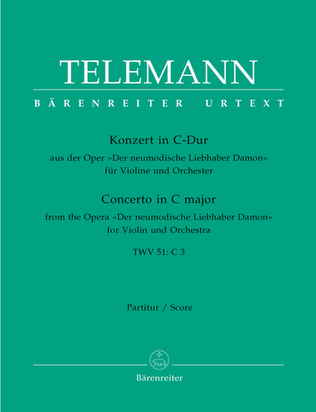 Book cover for Concerto for Violin and Orchestra C major TWV 51:C 3