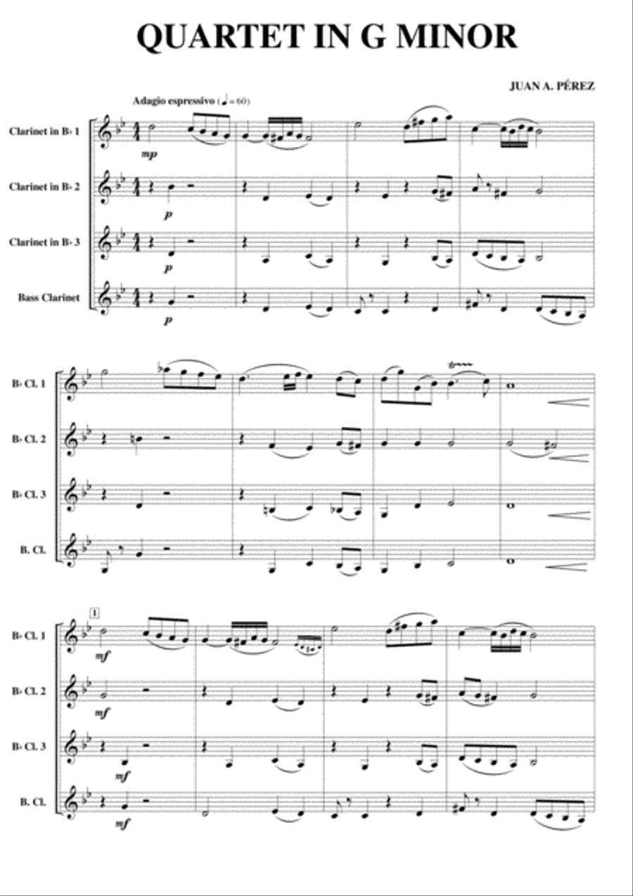 Quartet in G Minor Clarinet Quartet scores gallery preview page 2