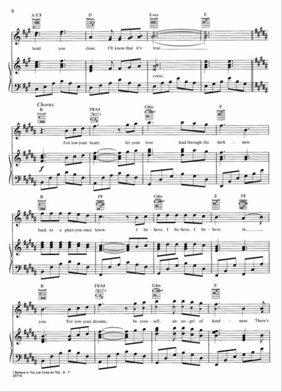 I Believe in You (Je Crois En Toi) Piano, Vocal, Guitar scores gallery preview page 2
