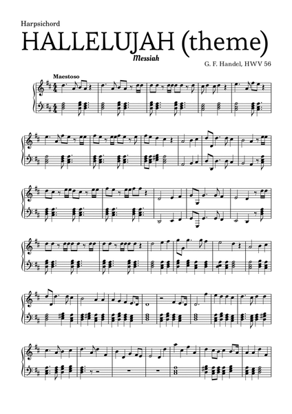 Aleluia (HALLELUJAH), of the Messiah - for Harpsichord and chords image number null
