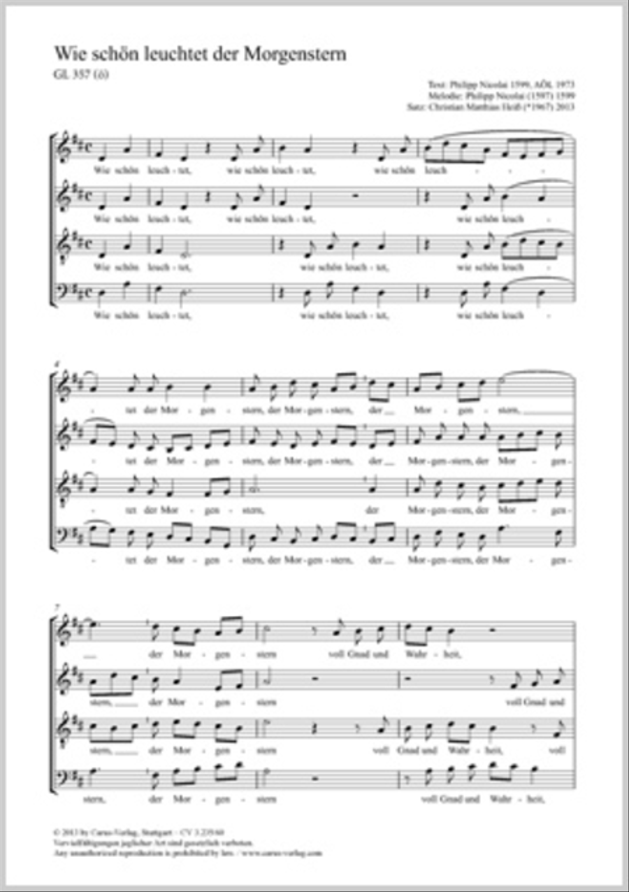 How brightly beams the morning star (Wie schon leuchtet der Morgenstern) 4-Part scores gallery preview page 1