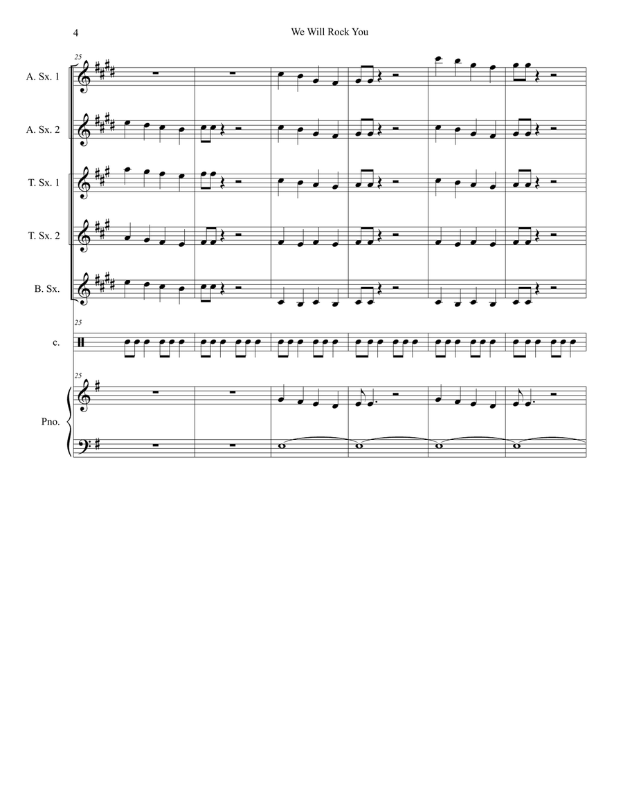 We Will Rock You Woodwind Quintet scores gallery preview page 4