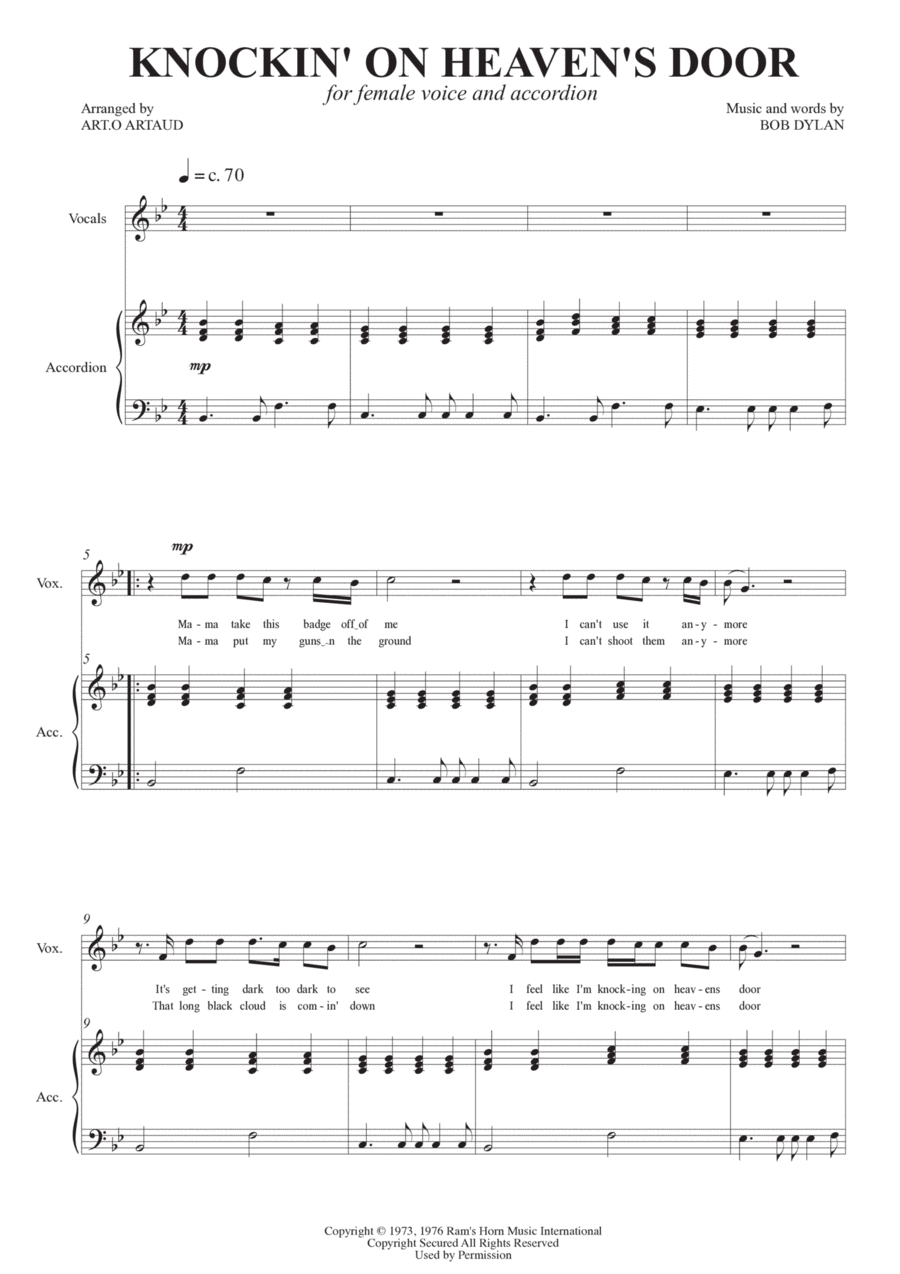 Knockin' On Heaven's Door Chamber Music scores gallery preview page 1