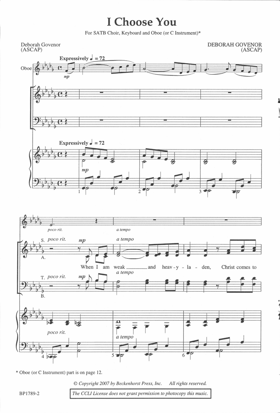 I Choose You - SATB 4-Part scores gallery preview page 2