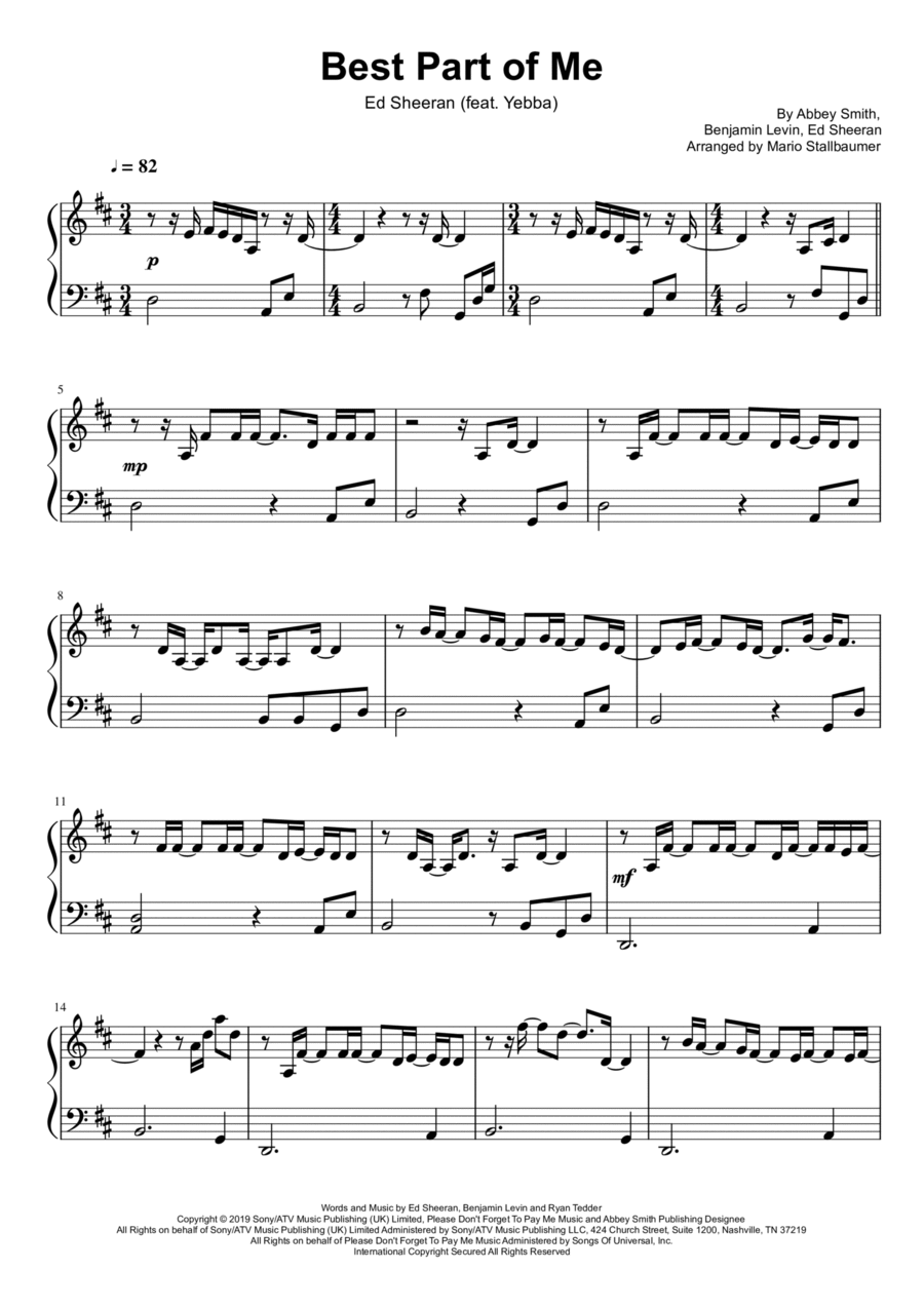 Best Part Of Me Piano Solo scores gallery preview page 1