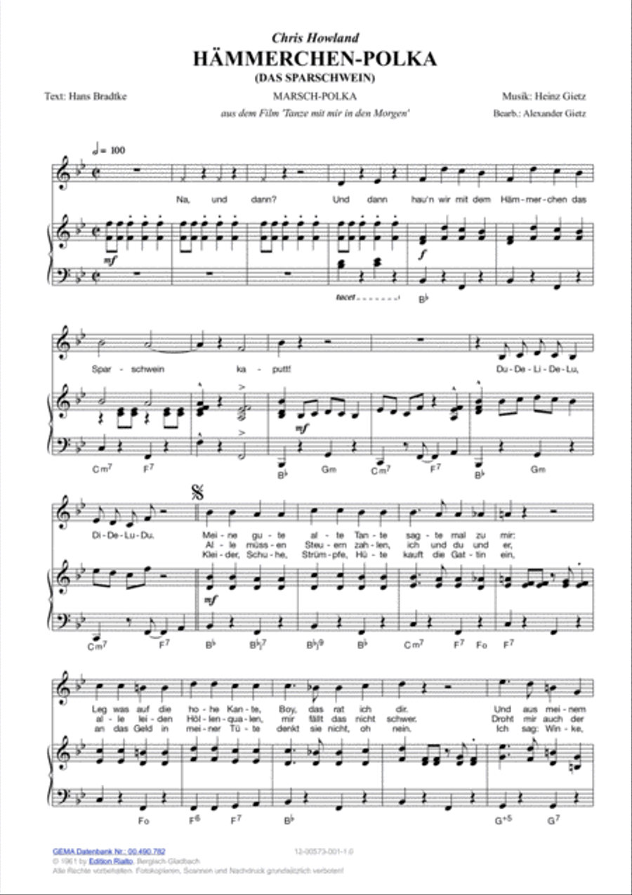 Hammerchen-Polka Piano, Vocal, Guitar scores gallery preview page 2