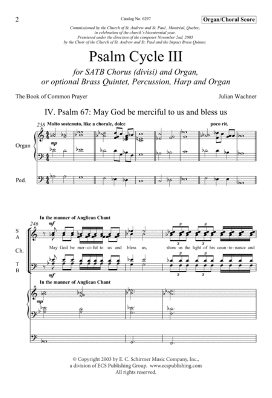 Psalm Cycle III: 4. Psalm 67: May God be Merciful to Us and Bless Us 4-Part scores gallery preview page 2